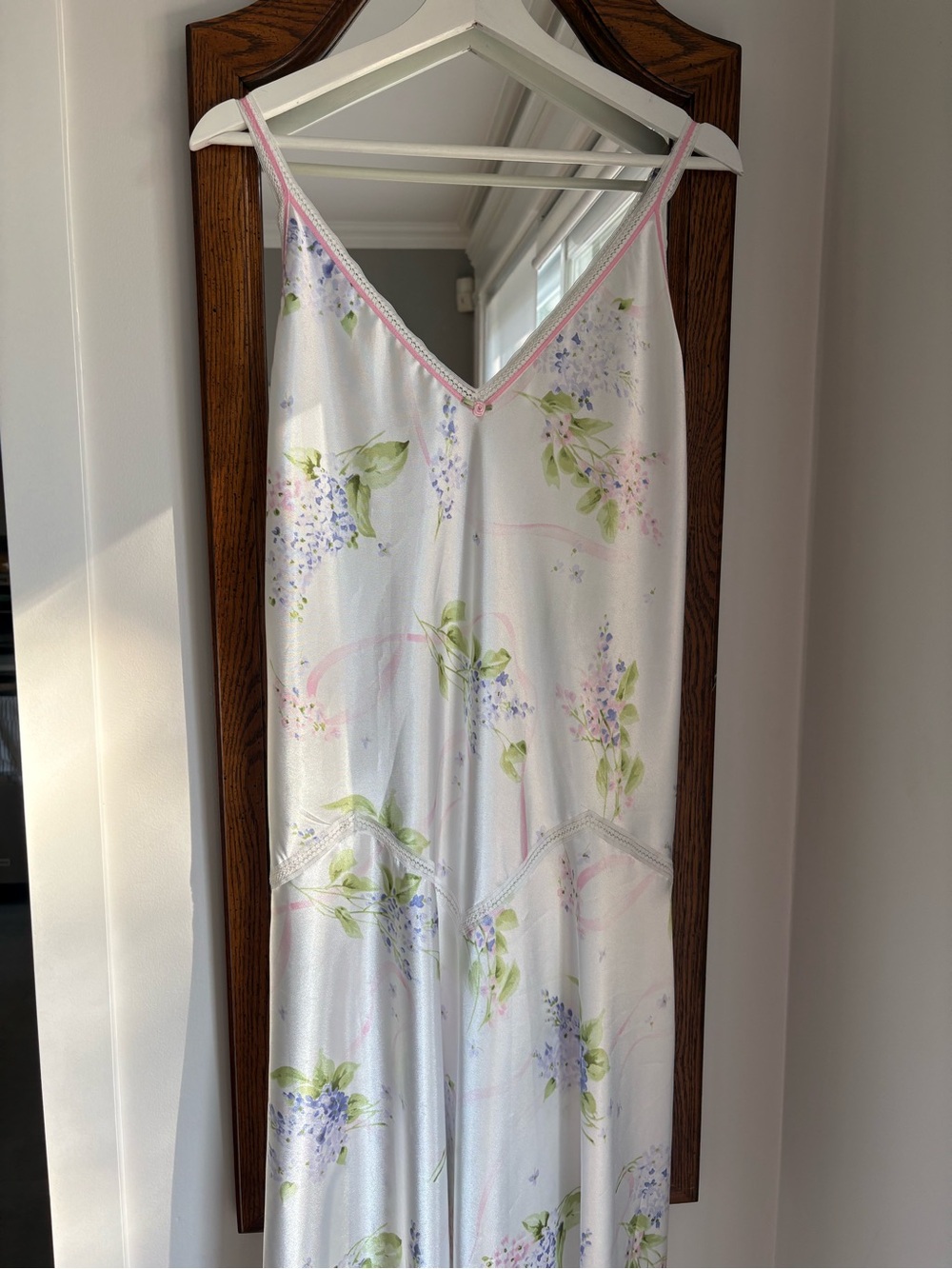 Oscar de la Renta Pink Label Floral Satin Maxi Length Slip Dress